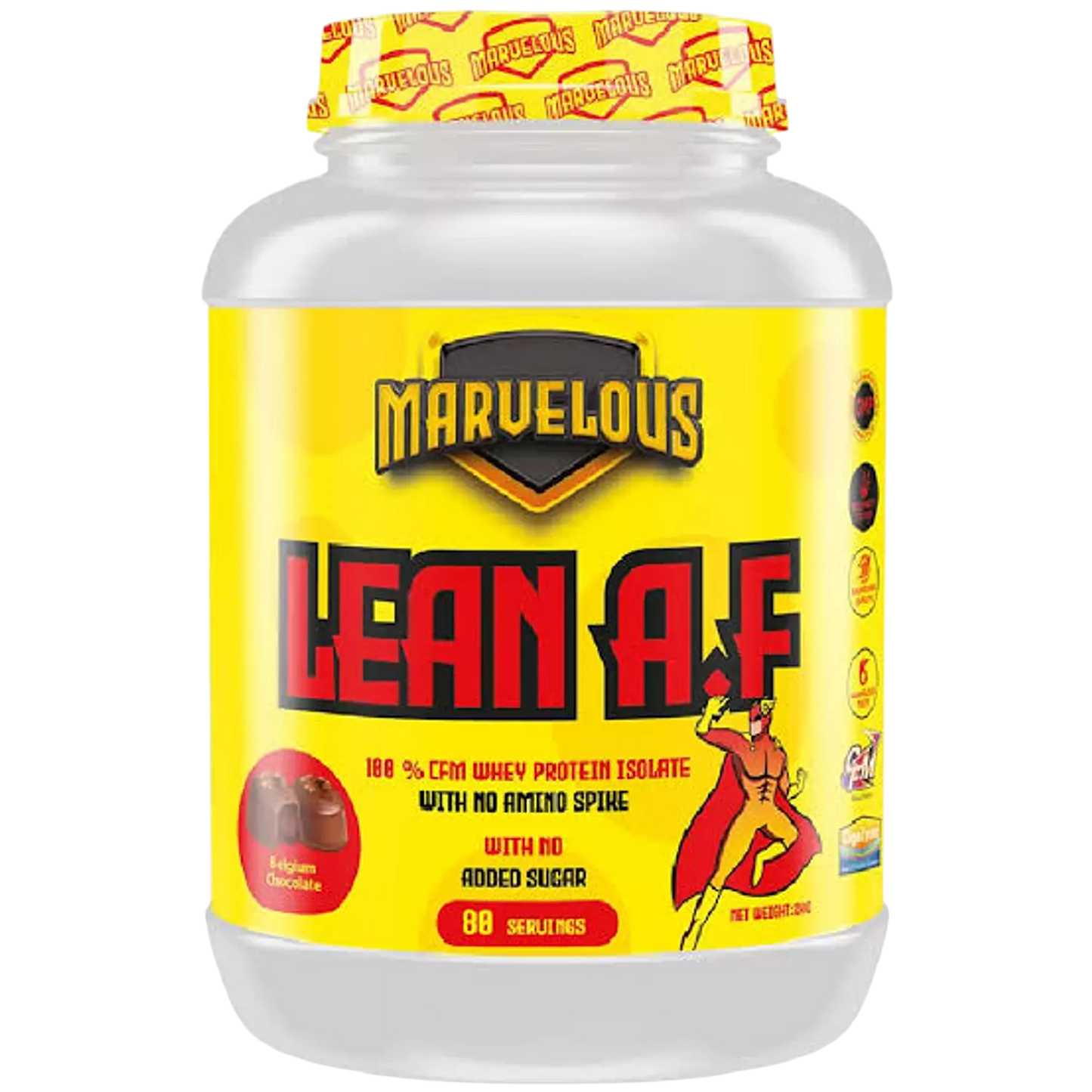 Marvelous Nutrition Lean A.F 100% Whey Protein Isolate 2kg (80 Servings) – Lean Muscle & Fast Recovery