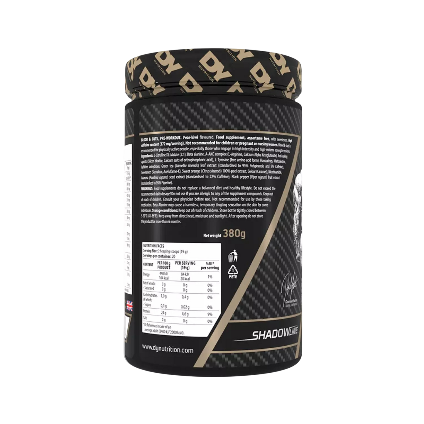 DY Blood & Guts PreWorkout 380g 20 Servings