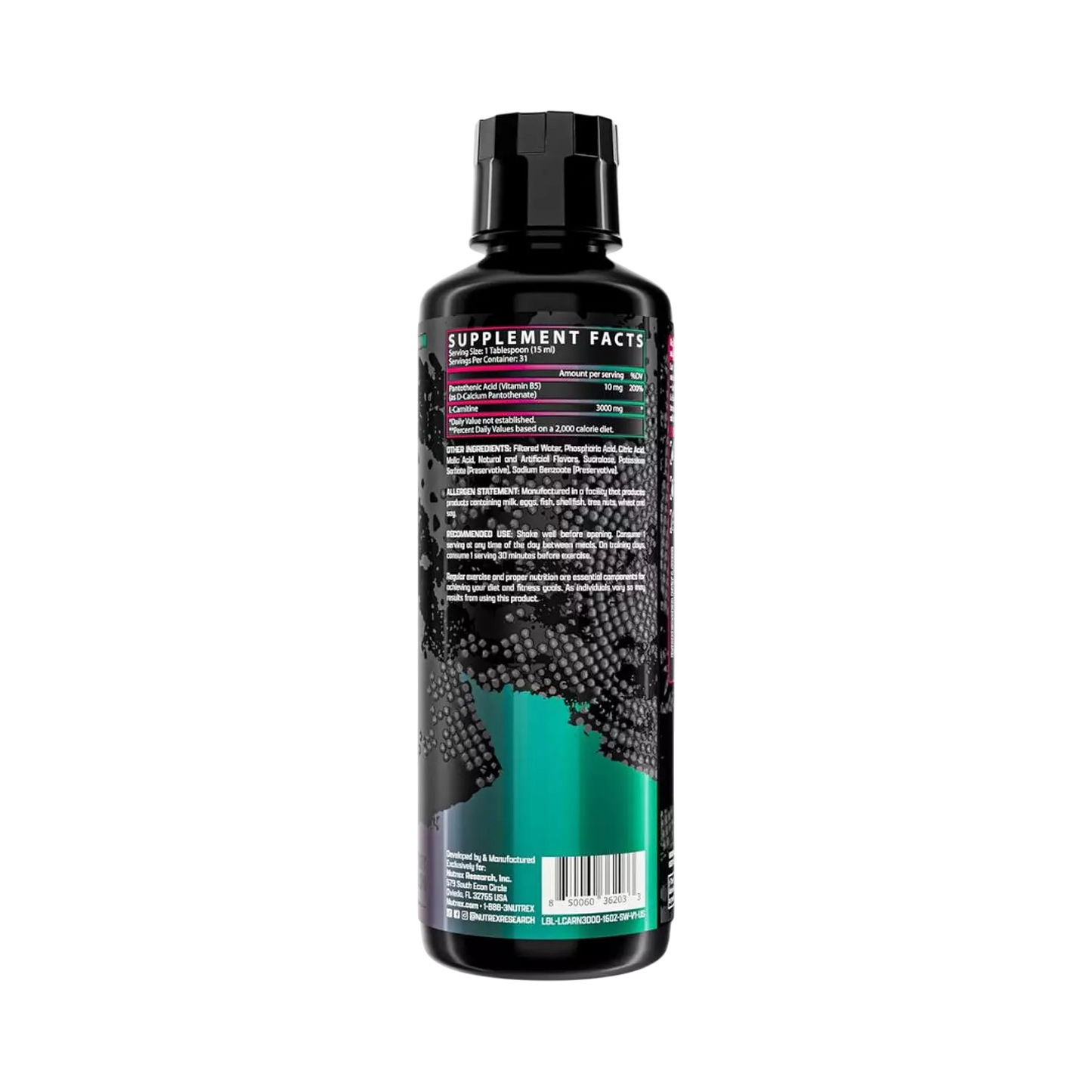 Nutrex Research - Liquid L-Carnitine 3000-16 Fl Oz - 31 Servings