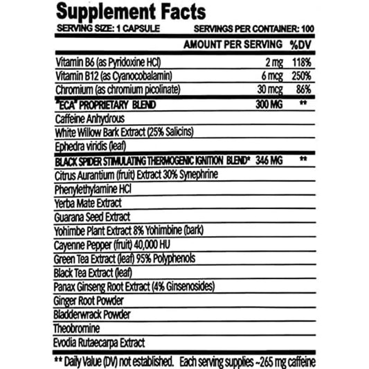 Black Spider Fat Burner 100 Capsules