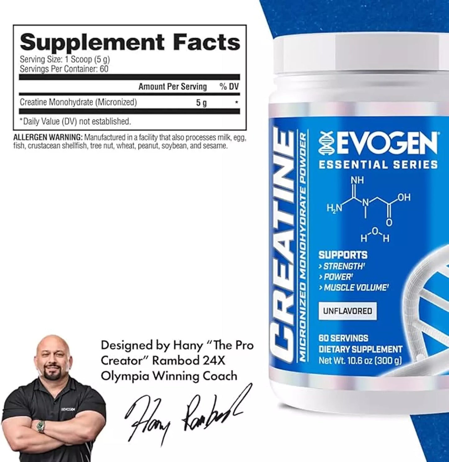 Evogen Pure Creatine Monohydrate – Unflavored – 60 Servings