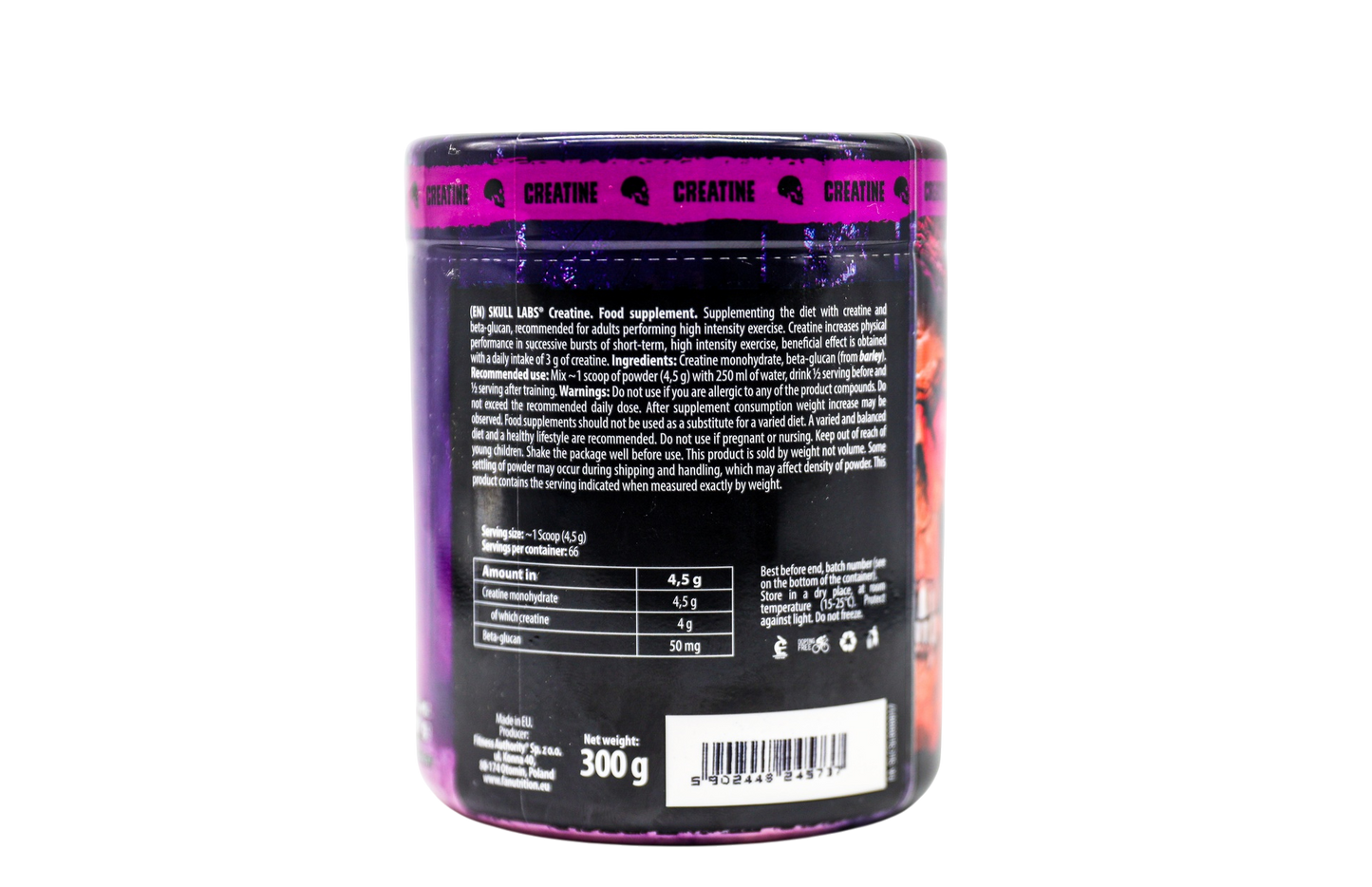 Skull Labs Creatine Monohydrate Pharmaceutical Grade-66Serv.-300G.-Unflavored