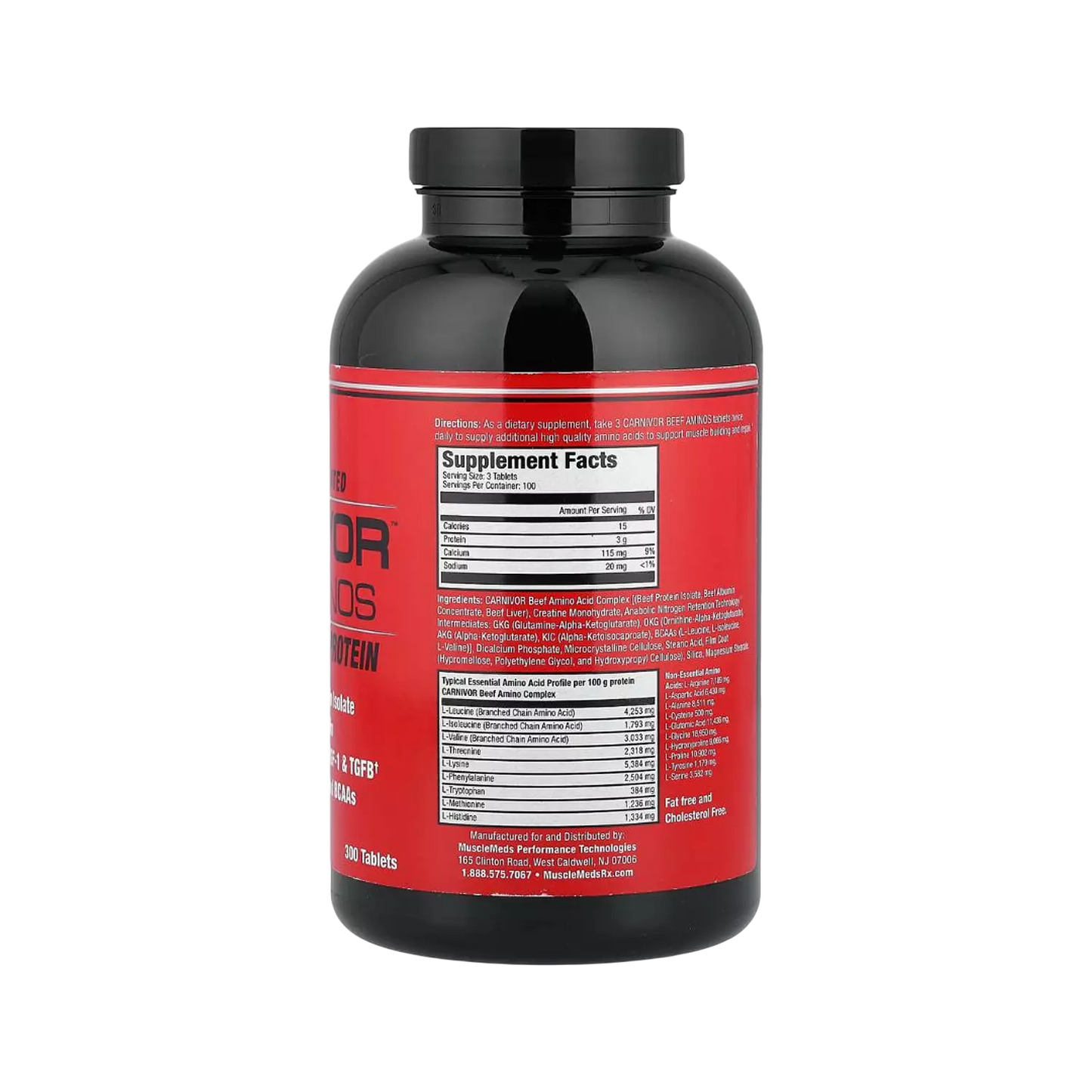 MuscleMeds, Carnivor Beef Aminos, 100% Pure Beef Protein, 300 Tablets