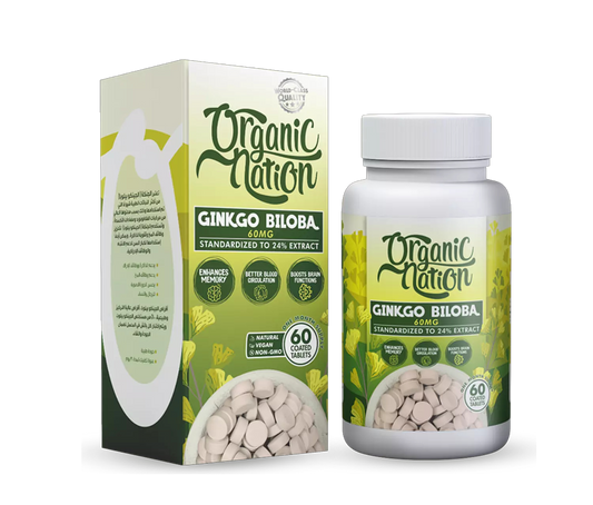 Organic Nation Ginkgo Biloba 60MG-60Serv.-60Coated Tablets
