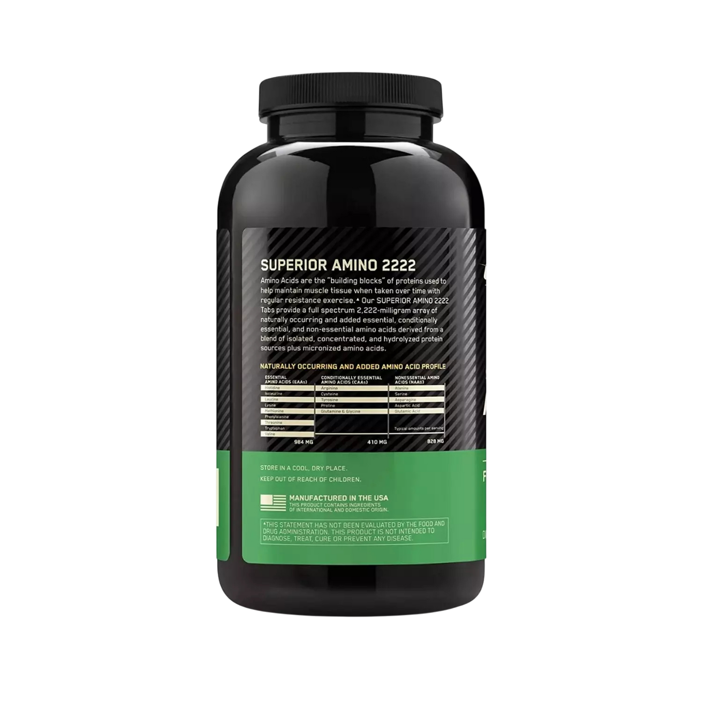 Optimum Nutrition Amino 2222 Tabs – Full Amino Acid Spectrum – 160 Tablets (80 Servings)