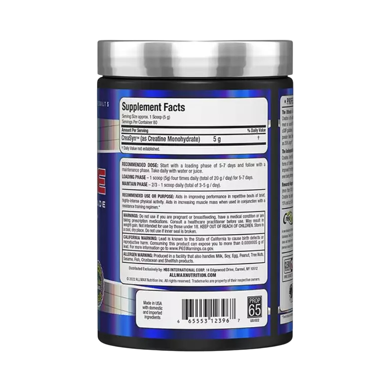 AllMax Creatine Monohydrate – 400g (80 Servings) | Strength, Power & Muscle Recovery