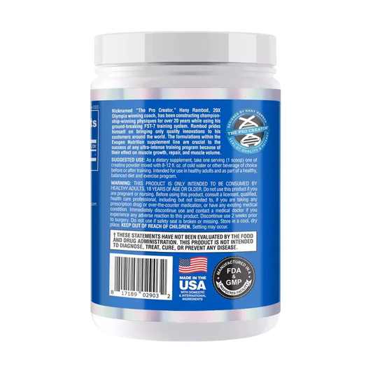 Evogen Pure Creatine Monohydrate – Unflavored – 60 Servings